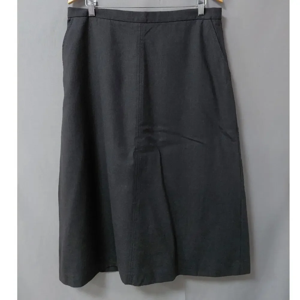 Pendleton Made in USA 100% Wool Gray Straight Midi Skirt Women Size 14